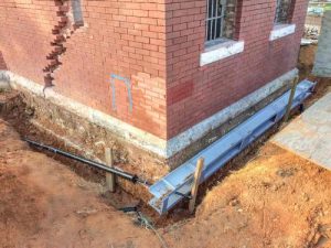 Cracked brick foundation