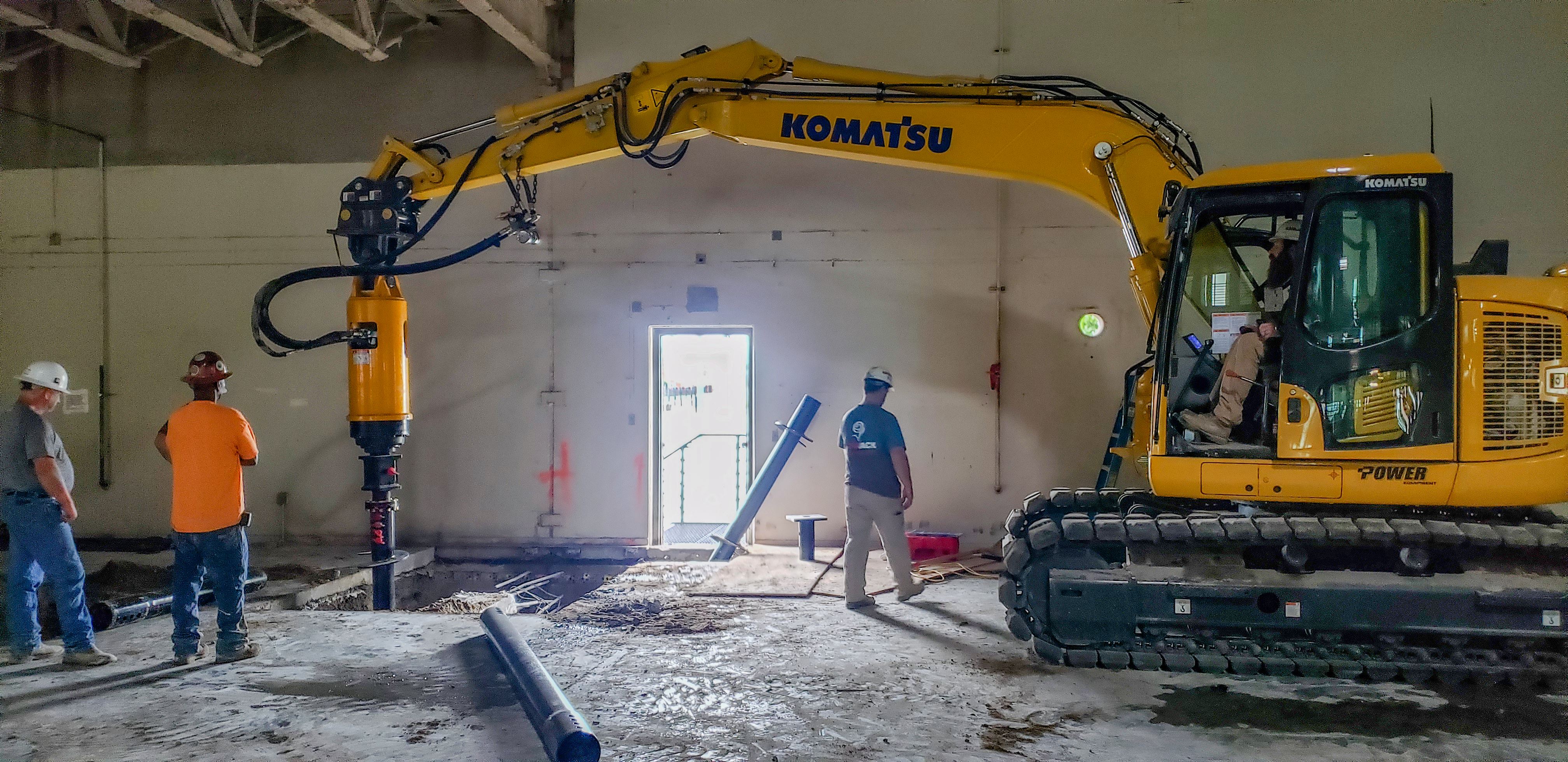 Installation of helical piles in a residential space in Tallahassee