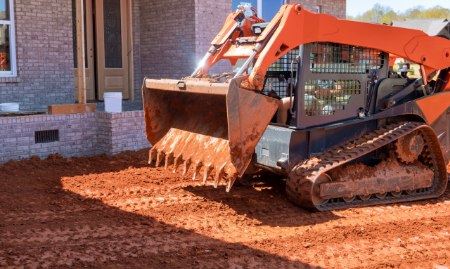 Sloped landscape grading project.